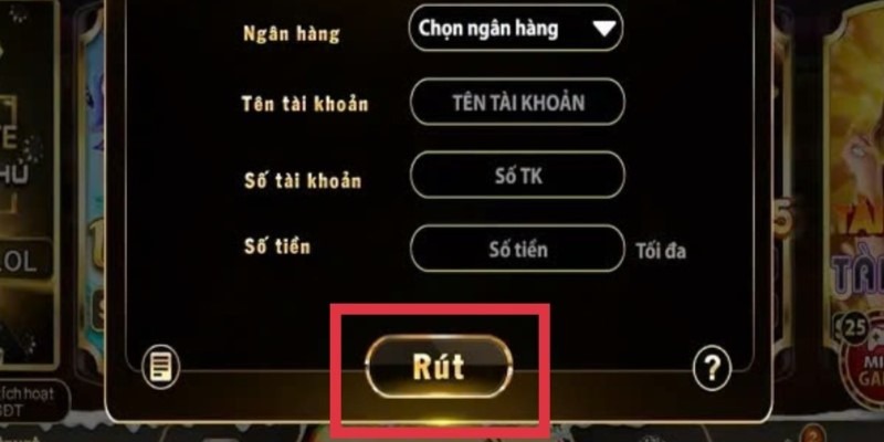 Nhấn phím Rút để nhận tiền tại Go88